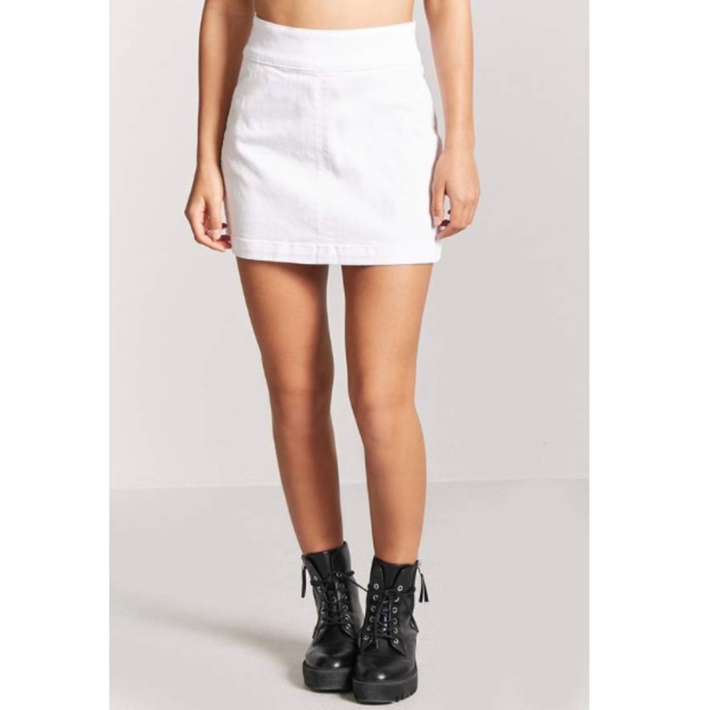 white denim mini skirt